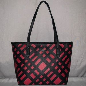 NWOT Coach Mini City Zip Tote Handbag Wild Plaid